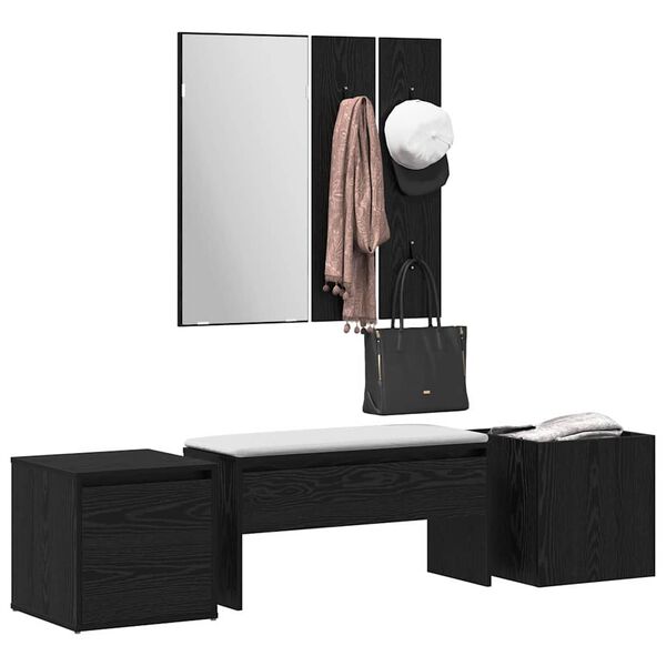 vidaXL Halmeubelset Wandgemonteerd met spiegel 6 pcs Bewerkt hout