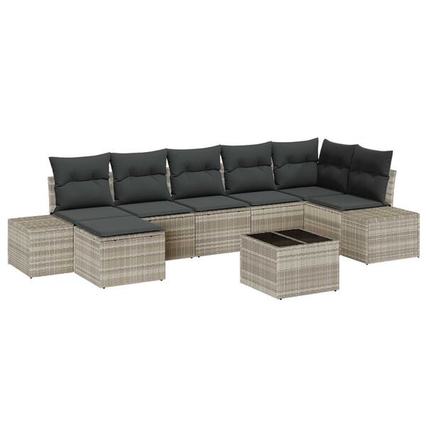 vidaXL Tuin Sofa Set met kussen 7 pcs Lichtgrijs poly rattan