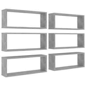 vidaXL Wandschappen kubus 6 st 60x15x23 cm bewerkt hout betongrijs