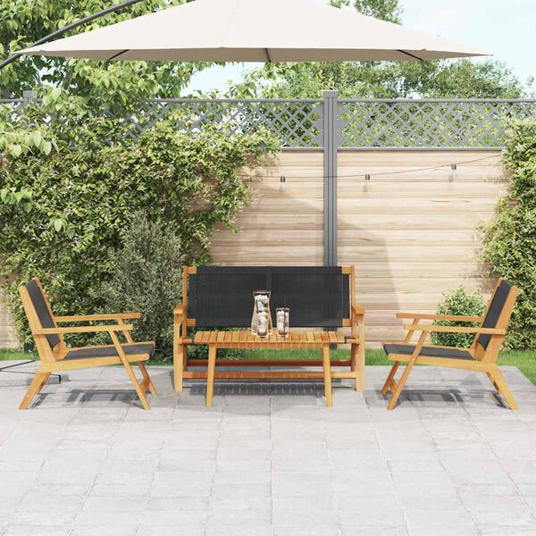 vidaXL Tuinstoelen met Tafel 4 pcs Zwart Massief acaciahout