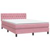 vidaXL Boxspring met matras fluweel roze 140x210 cm