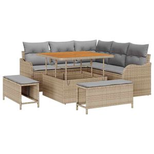 vidaXL Tuin Sofa Set met kussen met opslag 8 pcs Beige en Licht Grijs