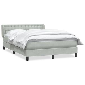 vidaXL Boxspring met matras fluweel lichtgrijs 160x220 cm