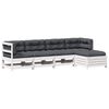 vidaXL 5-delige Loungeset met kussens massief grenenhout wit