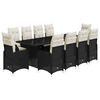 vidaXL 11-delige Bistroset met kussens poly rattan zwart
