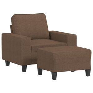 vidaXL Fauteuil met voetenbank 60 cm stof bruin