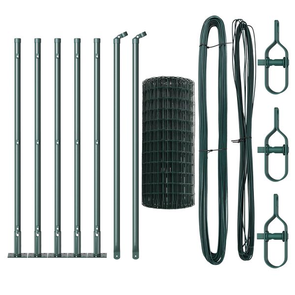 vidaXL Hek met Paal Groen 0,4 x 10 m Staal en PVC