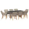 vidaXL Tuin eettafelset 9 st Lichtgrijs poly rattan