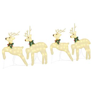 vidaXL LED Rendieren 2 st Koud Wit 45 x 19 x 65 cm Stof