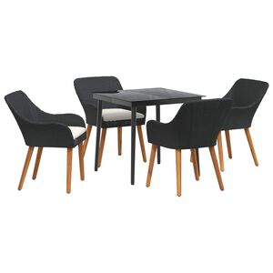 vidaXL Tuin eettafelset 5 st Zwart poly rattan