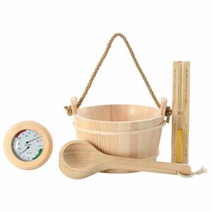 vidaXL Sauna Accessoire Set 4 st Bruin Massief Vurenhout en Hennep