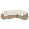 vidaXL 6-delige Loungeset met kussens poly rattan beige