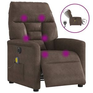 vidaXL Massagestoel elektrisch verstelbaar microvezelstof bruin