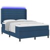 vidaXL LED Box Spring Bed met matras Blauw 160 x 200 cm Stof