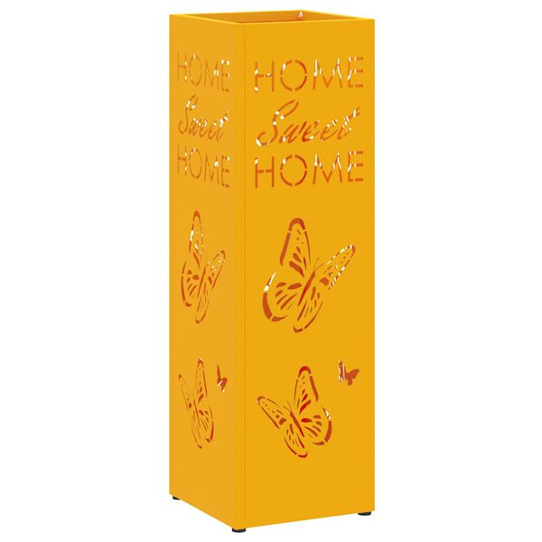 vidaXL Paraplu Standaard Mosterdgeel 15.5 x 15.5 x 49 cm Metaal