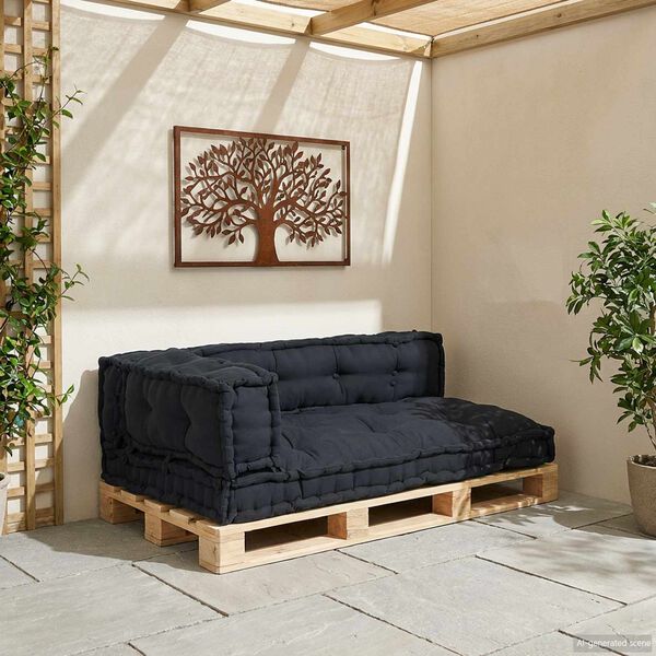 vidaXL Pallet Sofa Kussen 3 pcs Antracietkleurig 120 x 80 x 38 cm Stof