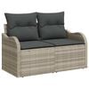 vidaXL Tuin Sofa Set met kussen 9 pcs Lichtgrijs Poly riet