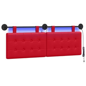 vidaXL Hangend hoofdbord Met LED-verlichting Rood Kunstleer