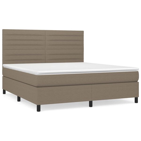 vidaXL Boxspring met matras stof taupe 180x200 cm