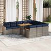 vidaXL 11-delige Loungeset met kussens poly rattan grijs