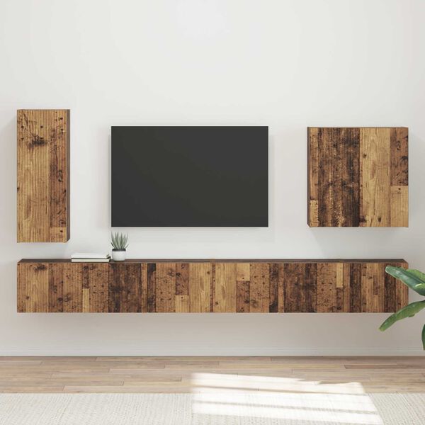 vidaXL TV Wandkast Set Wandgemonteerd 6 pcs Oud Hout