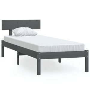 vidaXL Bedframe massief grenenhout grijs 100x200 cm