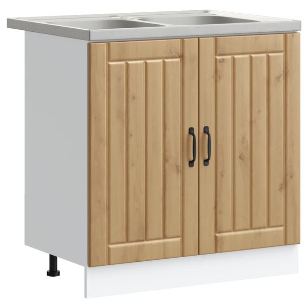 vidaXL Wastafel onderkast Lucca 2 pcs Artisan Eiken Bewerkt hout