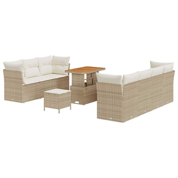 vidaXL Tuin Sofa Set met kussen 10 pcs beige en cr&egrave;mekleurig