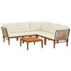 vidaXL 6 st Massief acaciahout & touw Naturel
