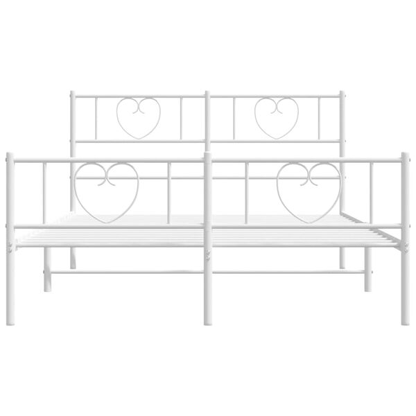 vidaXL Bedframe met hoofd- en voeteneinde metaal wit 140x190 cm
