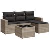 vidaXL 5-delige Loungeset met kussens poly rattan lichtgrijs