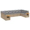 vidaXL 10-delige Loungeset met kussens poly rattan beige