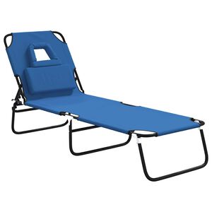vidaXL Ligbed inklapbaar oxford stof en gepoedercoat staal blauw