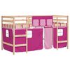 vidaXL Kinderhoogslaper met gordijnen 90x190 cm grenenhout roze