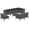 vidaXL 9-delige Loungeset met kussens poly rattan grijs