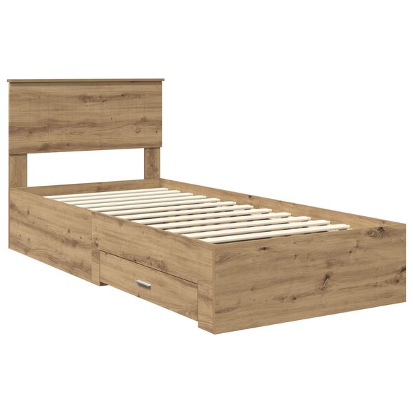 vidaXL Bedframe met hoofdeinde Artisan Eiken 90 x 190 cm Bewerkt hout