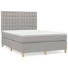 vidaXL Boxspring met matras stof lichtgrijs 140x190 cm