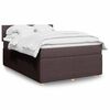 vidaXL Boxspring met matras stof donkerbruin 140x190 cm