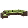 vidaXL 7-delige Loungeset met kussens poly rattan bruin
