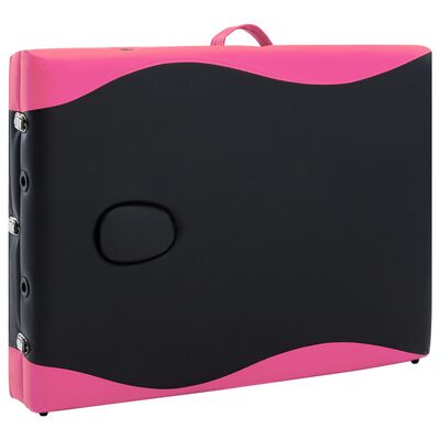 vidaXL Massagetafel inklapbaar 3 zones aluminium zwart en roze