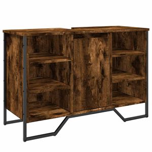 vidaXL Wastafelkast 91x35x60 cm bewerkt hout gerookt eikenkleurig