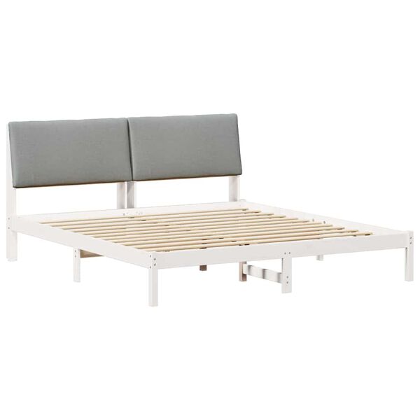vidaXL Bedframe Wit en lichtgrijs 180 x 200 cm Massief grenenhout