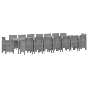 vidaXL Tuin Eettafelset met kussens met kussen 17 pcs Lichtgrijs PP