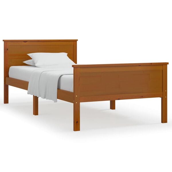 vidaXL Bedframe massief grenenhout honingbruin 90x200 cm