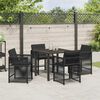 vidaXL Tuin eettafelset 5 pcs Zwart poly rattan