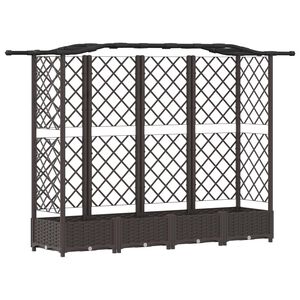 vidaXL Verhoogd Bed met Trellis en Dak Bruin 203,5 x 40 x 125 cm PP