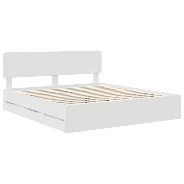 vidaXL Bedframe met hoofdeinde Wit 200 x 200 cm Geconstrueerd hout