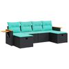 vidaXL 6-delige Loungeset met kussens poly rattan zwart