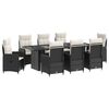 vidaXL Buiten eettafelset 9 st Zwart en Cream Wit poly rattan