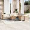 vidaXL 10-delige Loungeset met kussens poly rattan beige